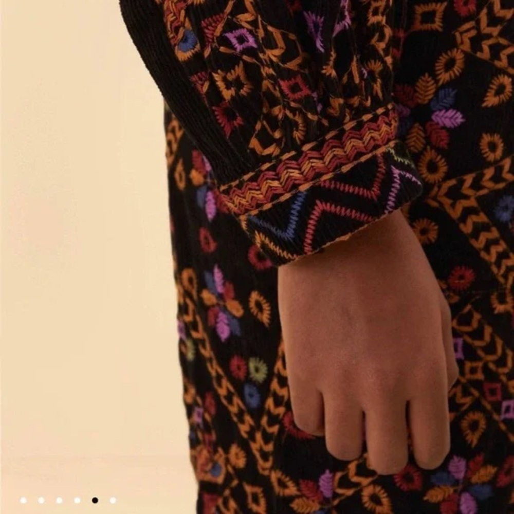 Farm Rio Embroidered Long Sleeve Corduroy Jumpsuit - Picture 4 of 10